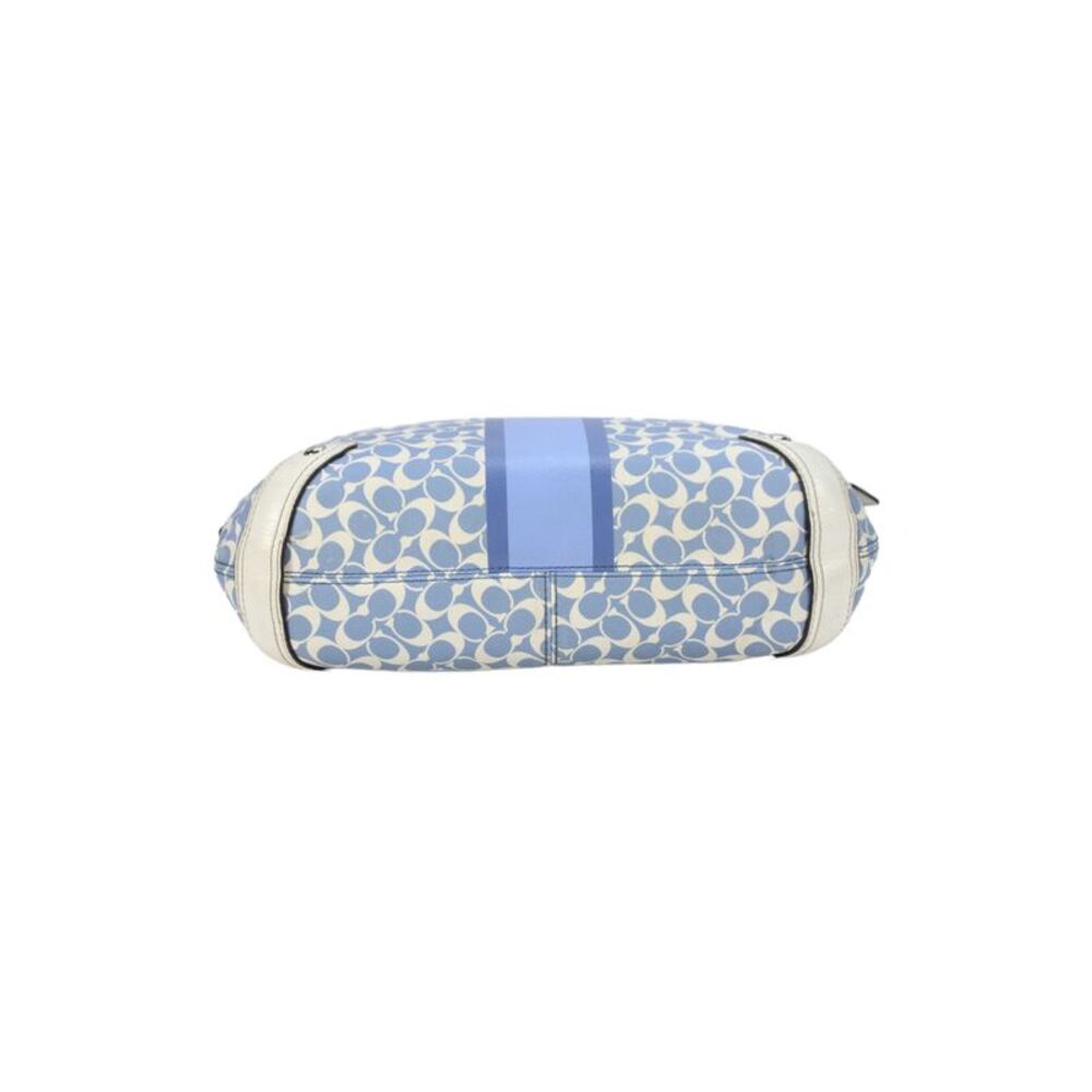 Coach Womens Coated Canvas Monogram Zip Medium Hobo Handbag Blue White - Picture 6 of 11